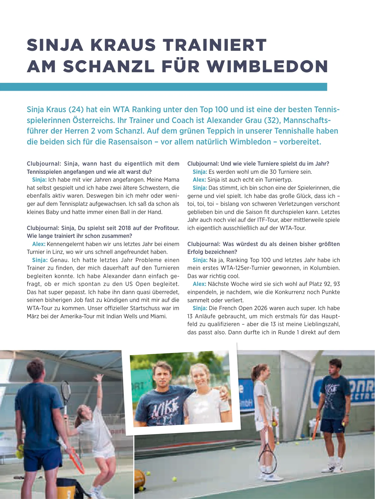 Sinja Kraus trainiert am Schanzl für Wimbledon